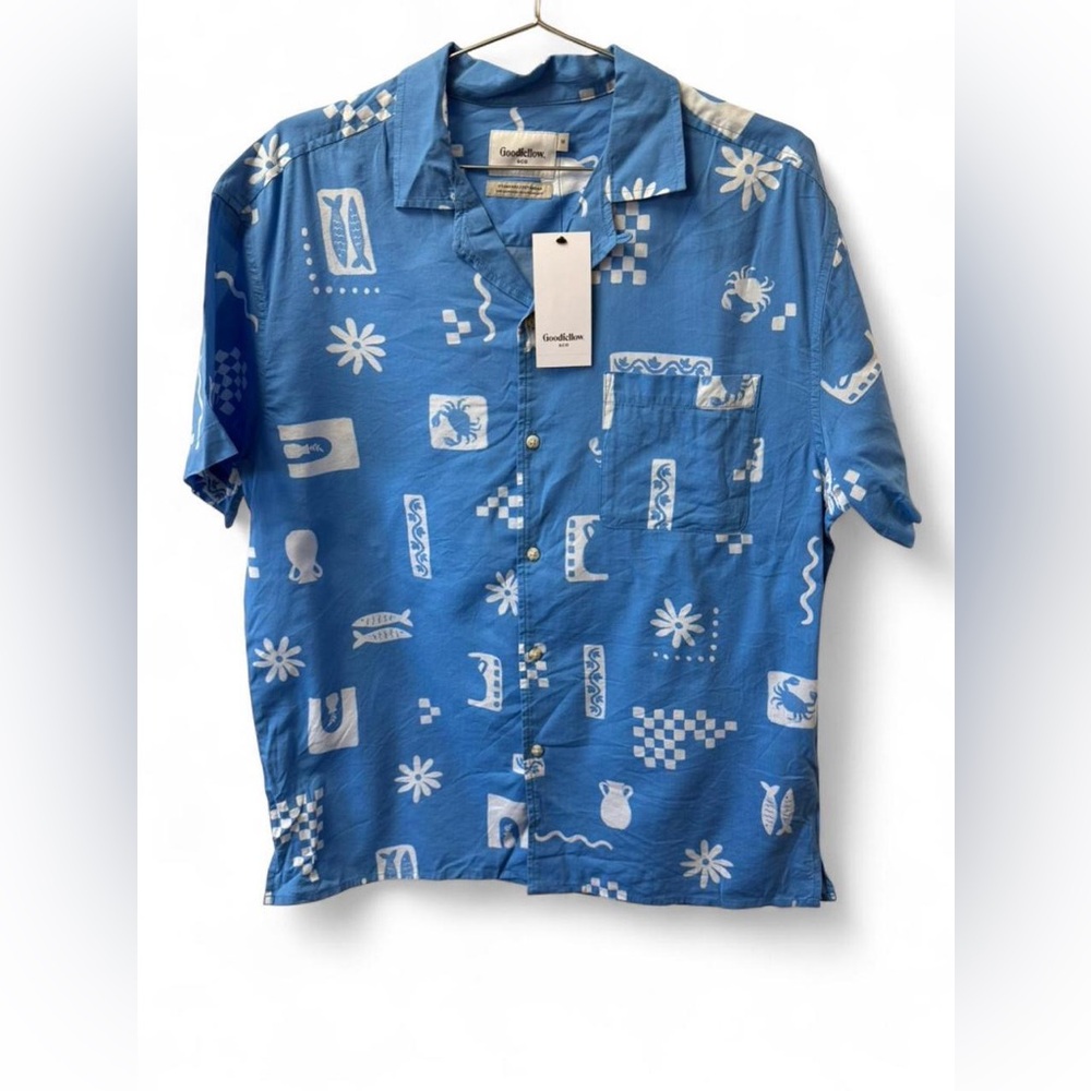 Goodfellow & Co Blue and White Graphic Men's Shirt